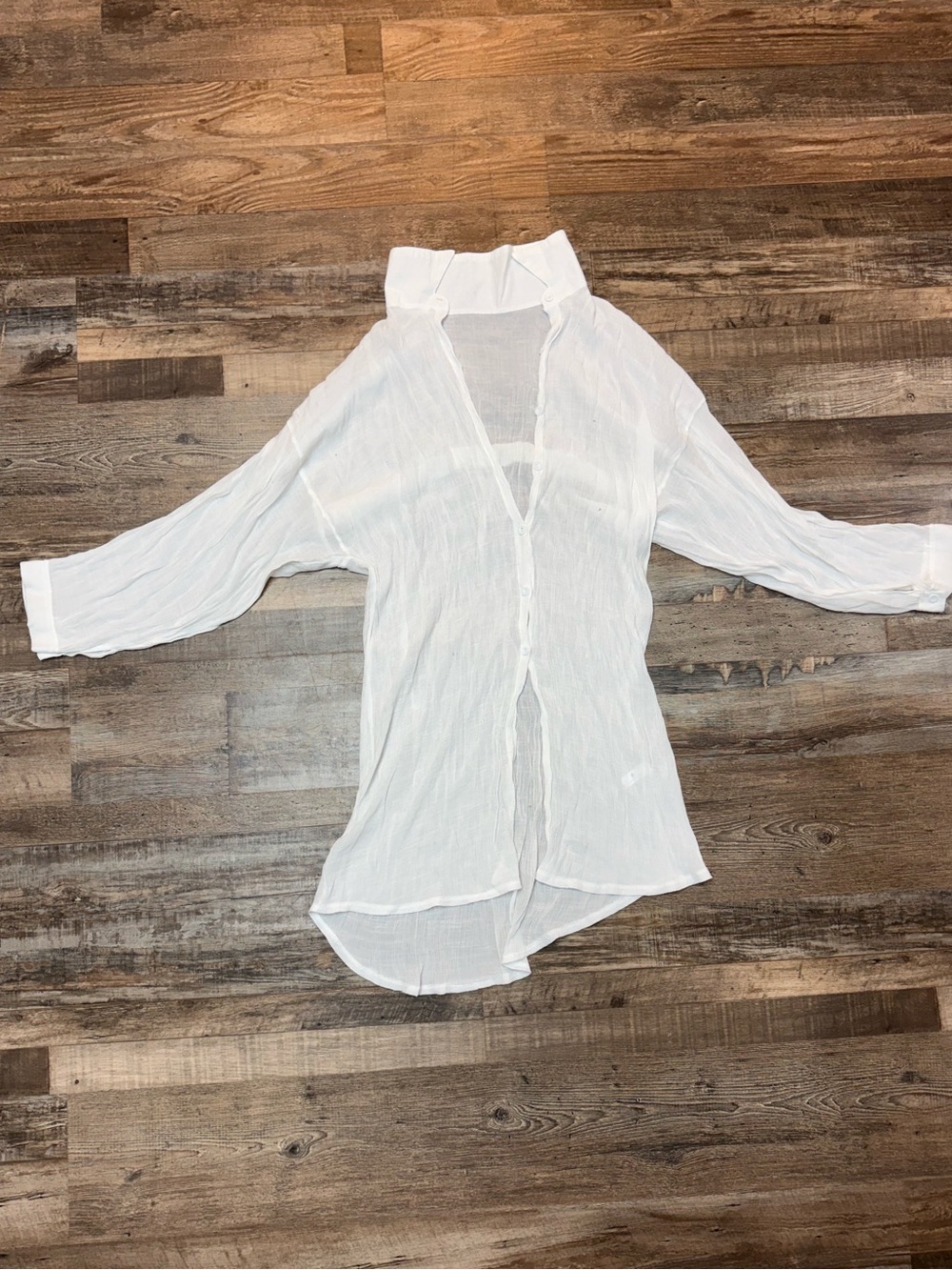 Sheer White Button-Front Women's Top